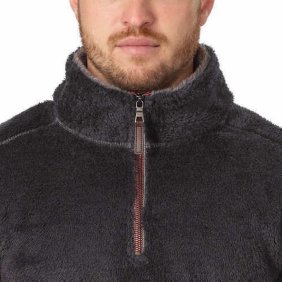 Trinity Men's 1/4 Zip Faux Fur Plush Pullover - Picture 3 of 3
